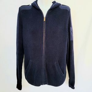 Ralph Lauren Military Style Womens Full Zip Navy Cotton Sweater